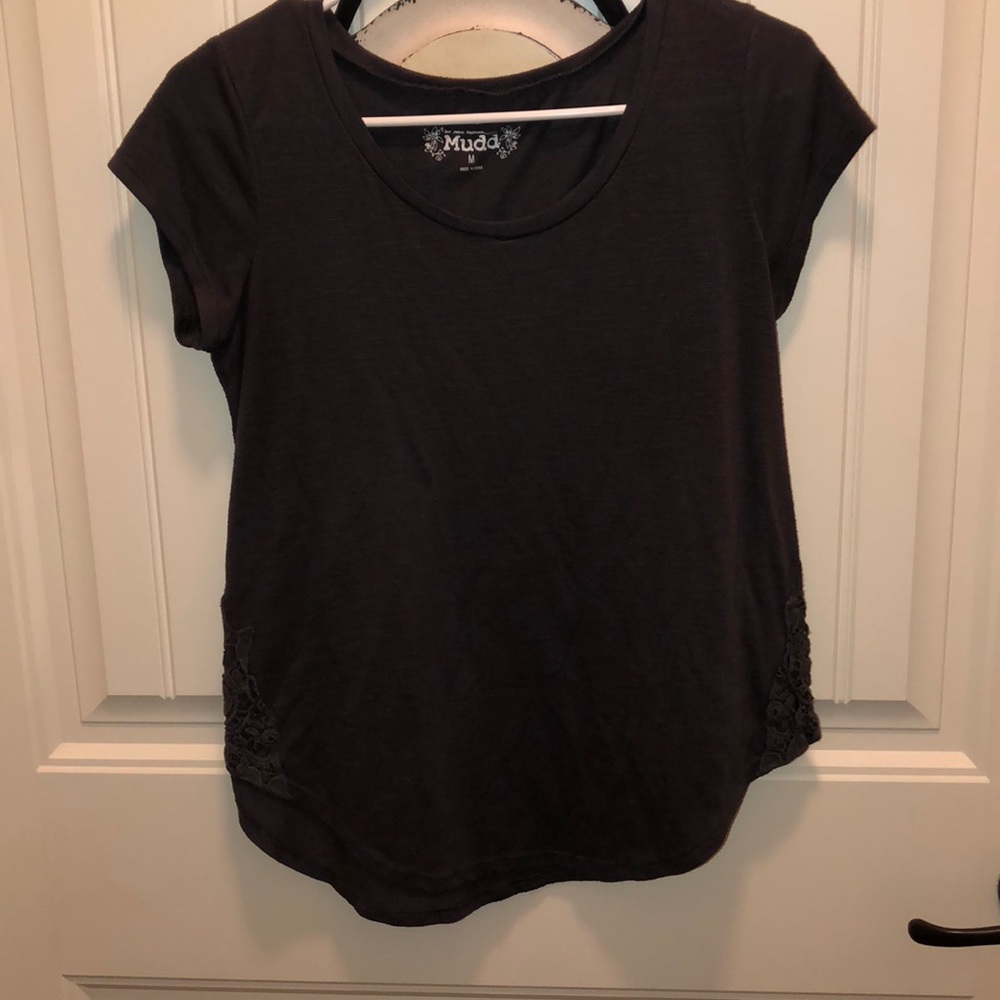 Gray shirt with lace detail